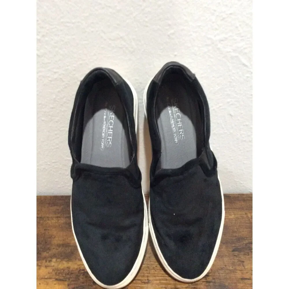 Woman Skechers Velveteen VNC Shoe Slip-on classic sneaker 49933/Black Size 7.5